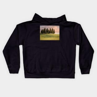 Group of cypress trees in Tuscan landscape Kids Hoodie